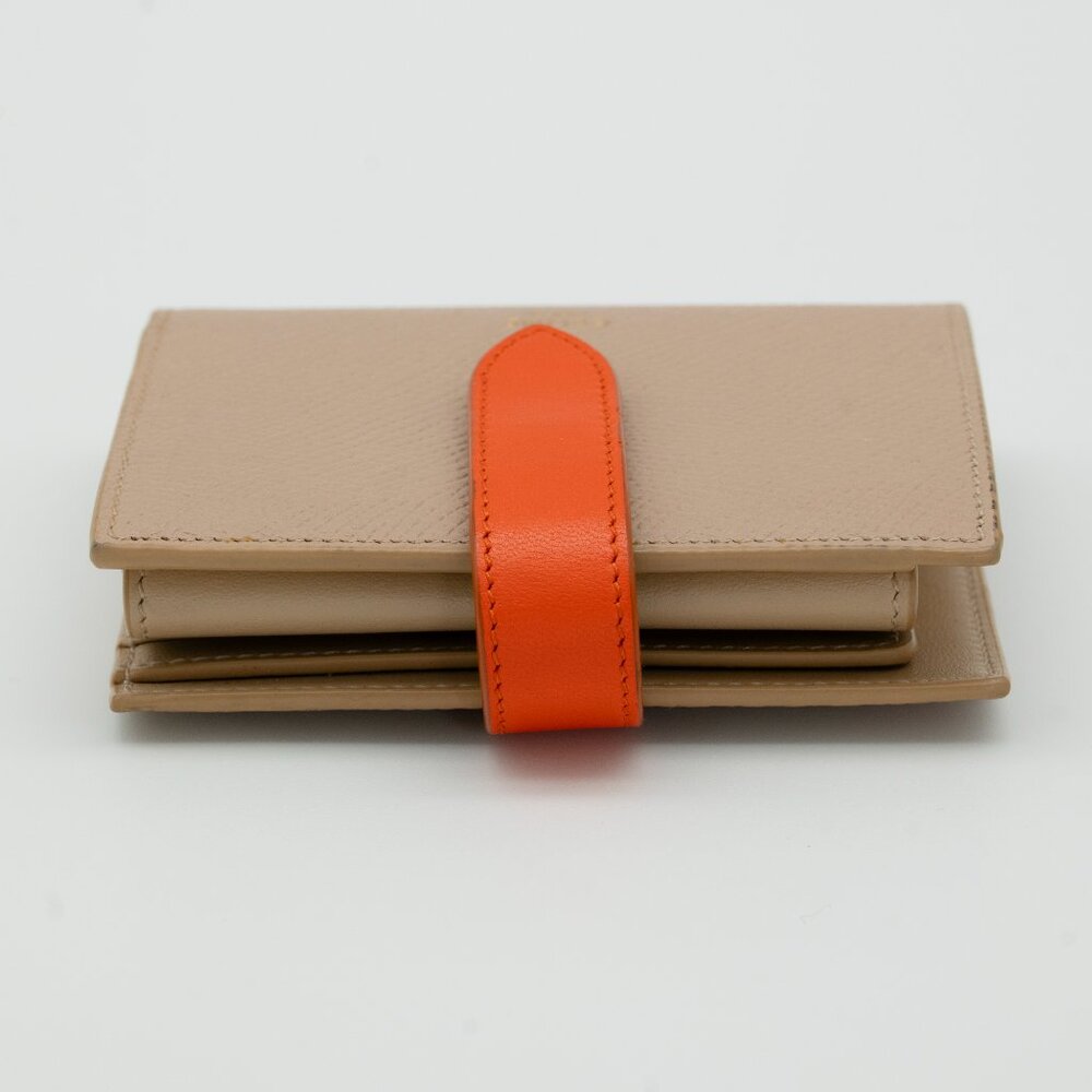 Celine Small Strap Bicolor Compact Wallet Beige/Orange w/ Entrupy COA - Picture 9 of 11